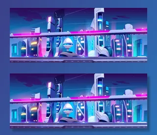 有摩天大楼和立交桥的未来城市