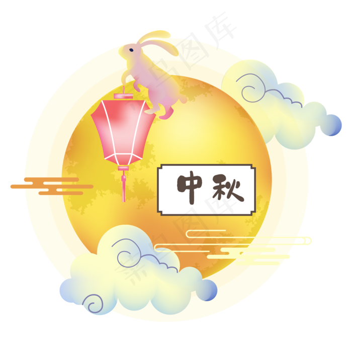 中秋月亮月兔灯笼装饰(2000*2000px 300 dpi )ai矢量模版下载