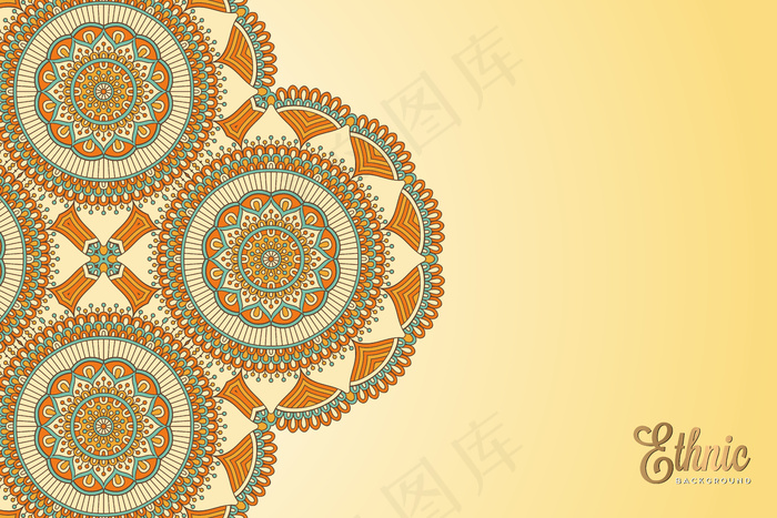 金色矢量豪华装饰曼荼罗设计背景