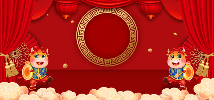 喜庆新年立体舞台背景