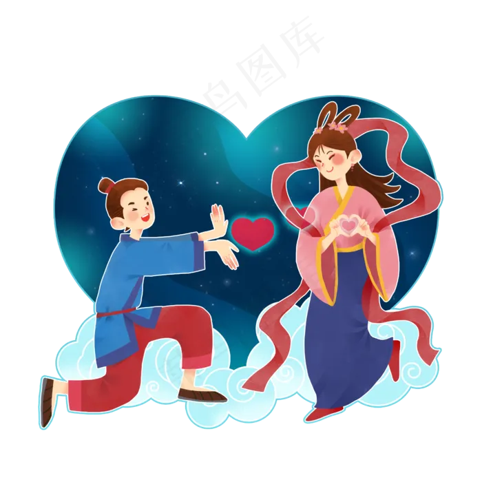 搞怪七夕牛郎织女(2500X2500(DPI:300))psd模版下载