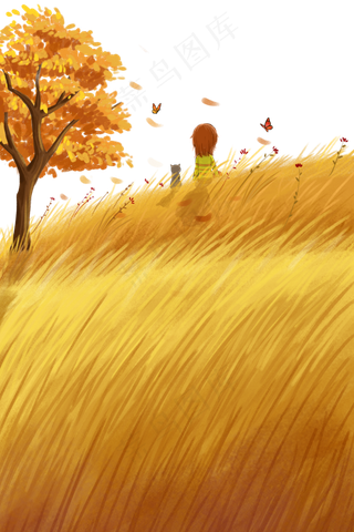 坐在草地上的女孩