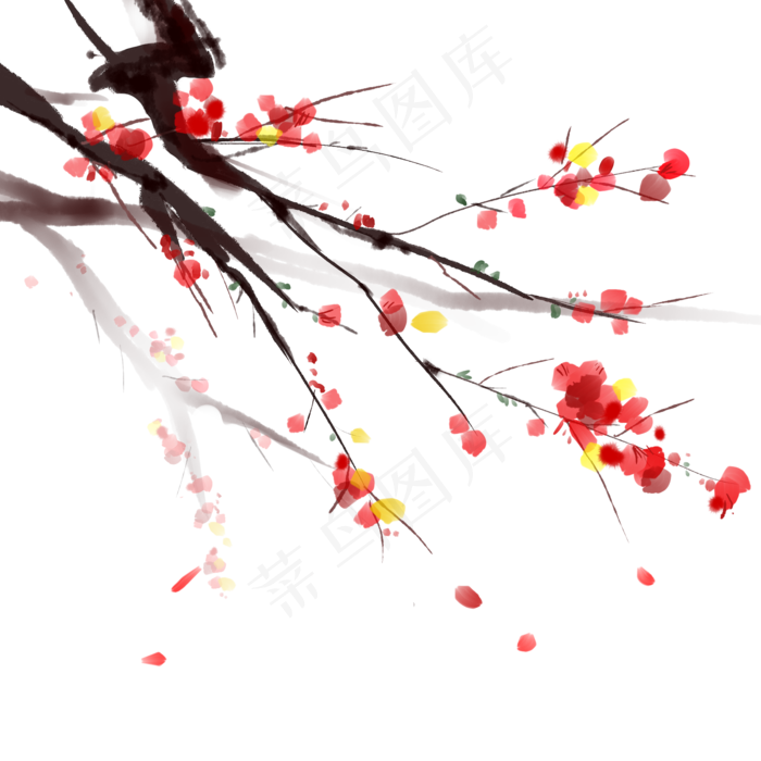 古风古典风格中国风水墨风梅花矢(2000X2000(DPI:299))psd模版下载