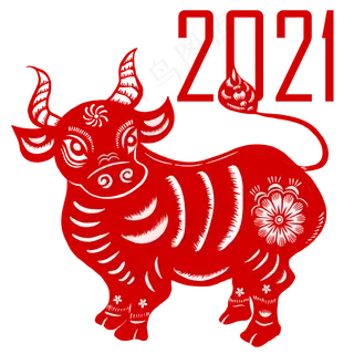 红色牛年剪纸大红牛