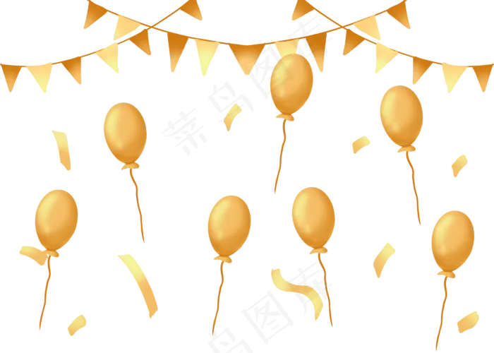 元旦金色气球吊饰(2800X2000(DPI:300))psd模版下载