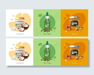 椰子茶树花生油彩色逼真油品