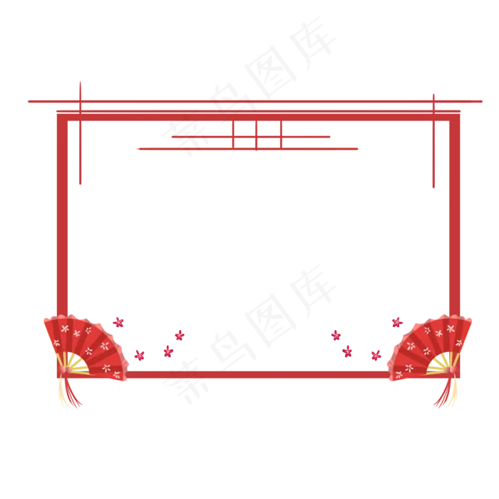 手绘梅花折扇边框(2000X2000(DPI:299))psd模版下载