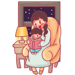 陪伴儿子读书的妈妈