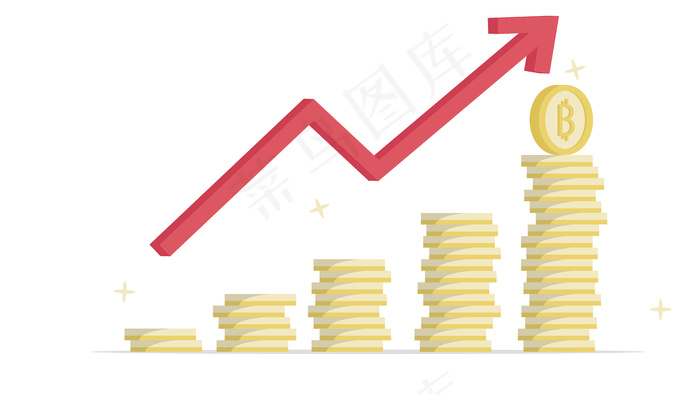 加密货币比特币金塔的一步在飙升的上行增长价格。