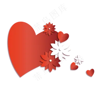 红色爱心与花朵