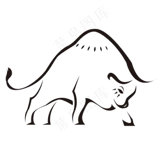 单色线稿牛年斗牛素材