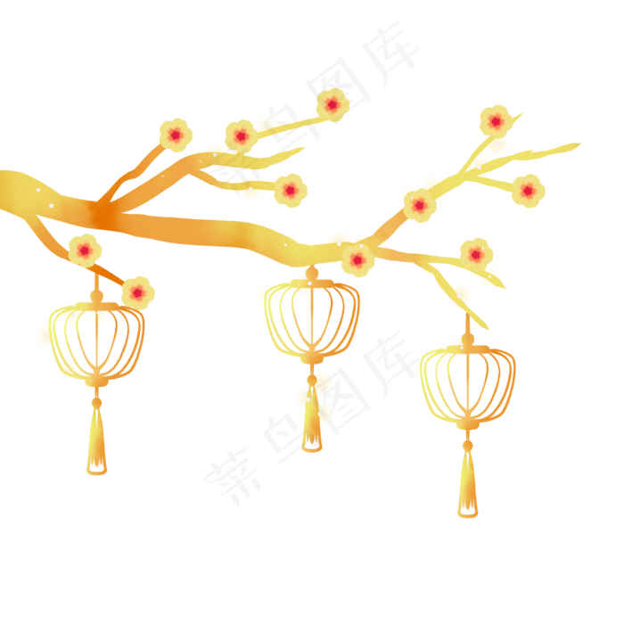 春节金色梅花灯笼