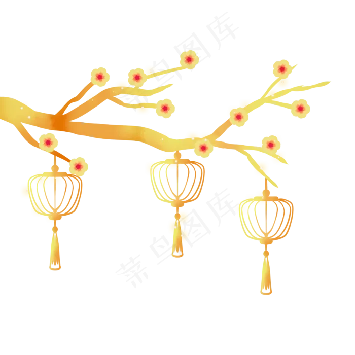 春节金色梅花灯笼(3000X3000(DPI:300))psd模版下载