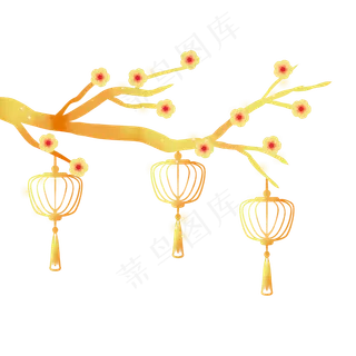 春节金色梅花灯笼