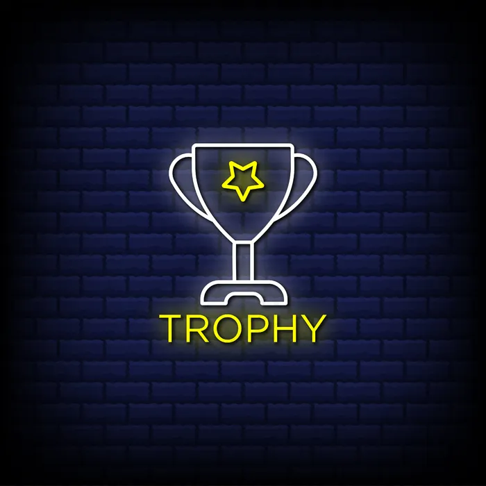 冠军奖杯霓虹灯标志风格文字设计