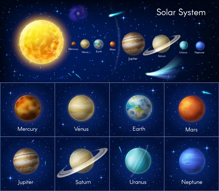 太阳系行星矢量图、天文学eps,ai矢量模版下载