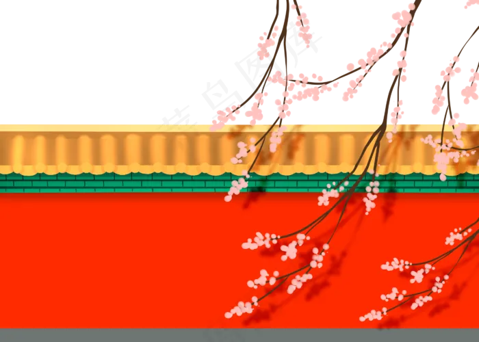 古风宫廷红墙树枝(2800X2000(DPI:299))psd模版下载