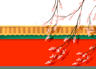 古风宫廷红墙树枝