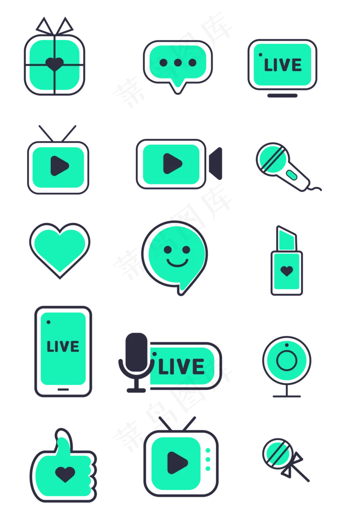 绿色直播图标(2480X3508(DPI:300))ai矢量模版下载