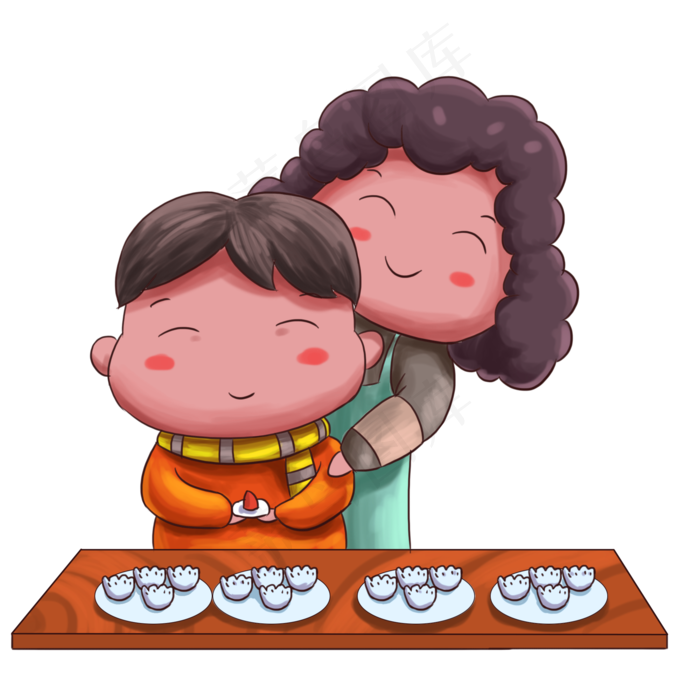 立冬母子包饺子(2000X2000(DPI:300))psd模版下载