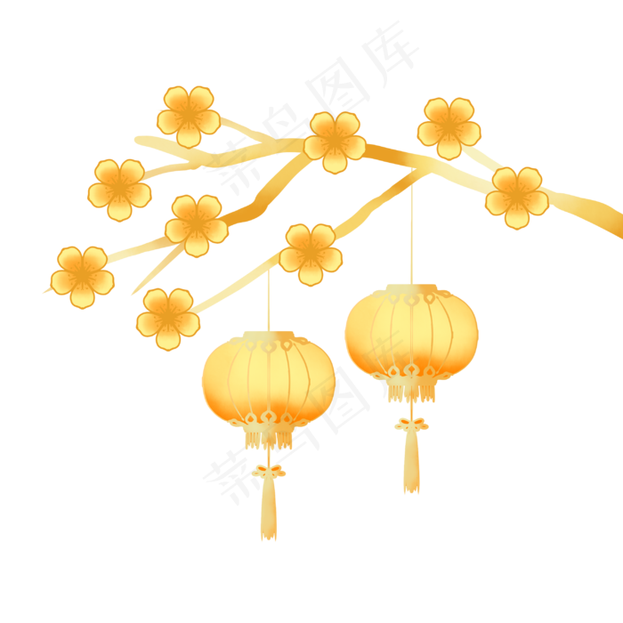 喜迎新年梅花灯笼(3000X3000(DPI:300))psd模版下载