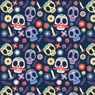 平面设计中的Dia de muertos图案