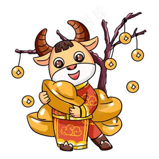 牛年新年元宝牛