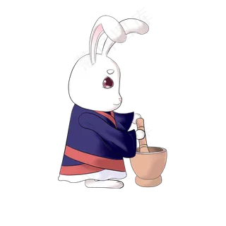 中秋节可爱玉兔捣药场景兔子可商