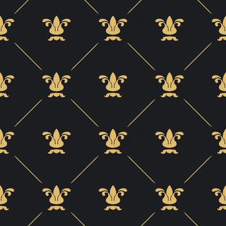 无缝图案装饰。黑色背景，金色元素。