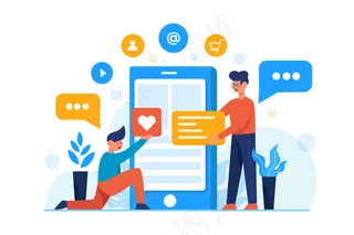 社交媒体营销手机概念