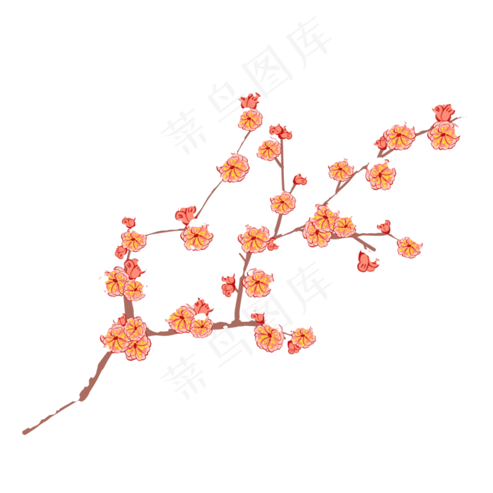 冬季落雪的梅花枝