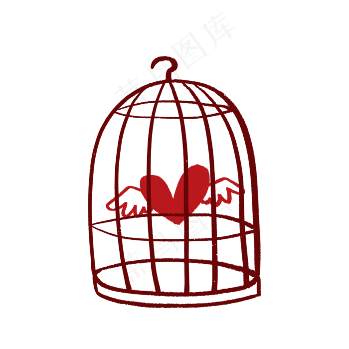 装着爱心的笼子PNG免抠素材