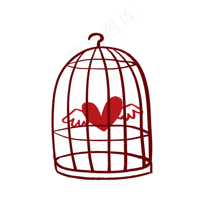 装着爱心的笼子PNG免抠素材(2048X2048(DPI:300))psd模版下载