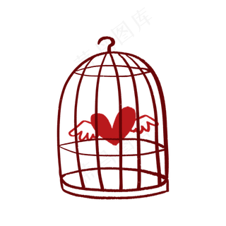 装着爱心的笼子PNG免抠素材