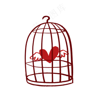 装着爱心的笼子PNG免抠素材