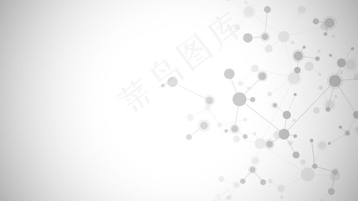 软灰色背景上的抽象分子。分子结构或dna链，神经网络，基因工程。科学技术观。