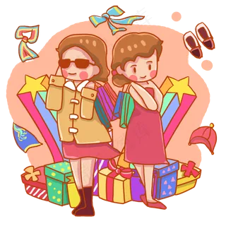 买买买购物双十一可爱礼物堆