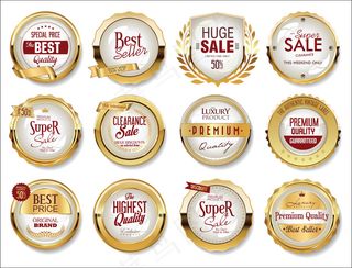 收集金徽章标签和标签