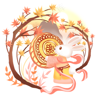 中秋月饼古风玉兔