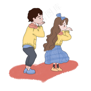 情人节简洁恋人虐狗表情PNG图