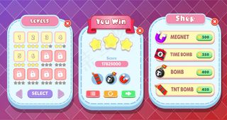 水平完成，商店和水平选择菜单弹出按钮