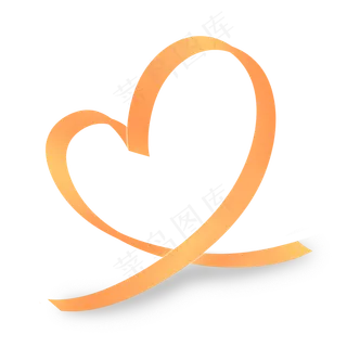 金黄色可爱飘带丝带爱心彩带