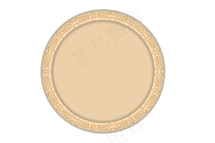 中国风手绘圆框元素免扣高清素材图