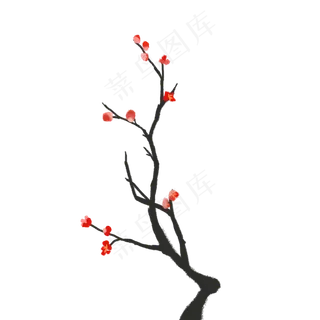 一枝冬季冬日里的红梅花