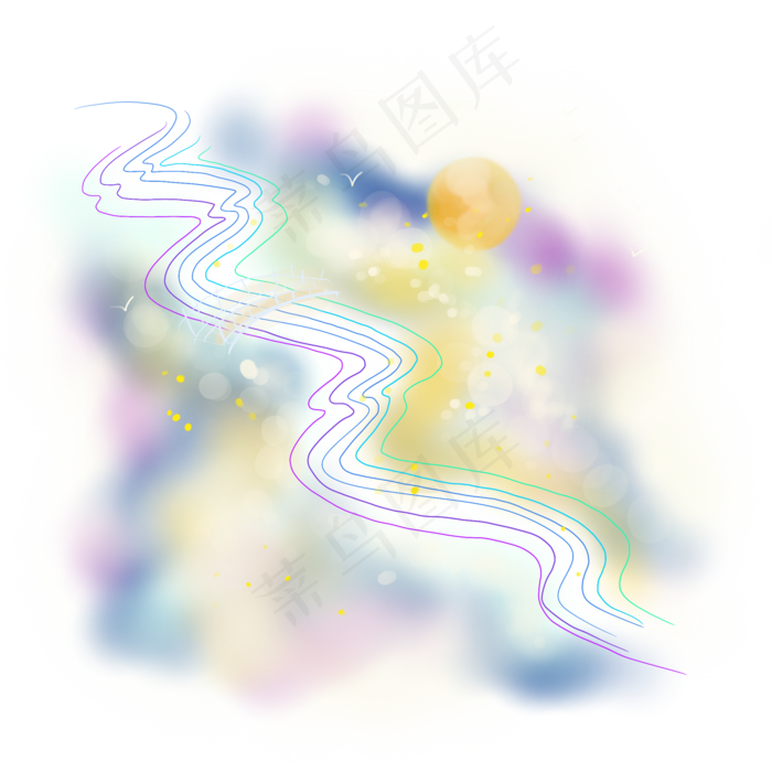 七夕情人节月光下的仙桥(2000X2000(DPI:300))psd模版下载