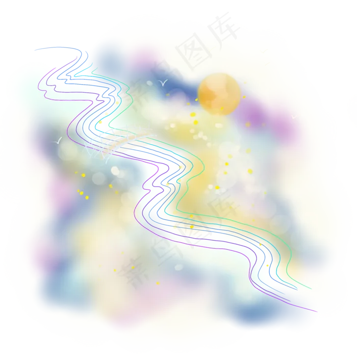 七夕情人节月光下的仙桥(2000X2000(DPI:300))psd模版下载
