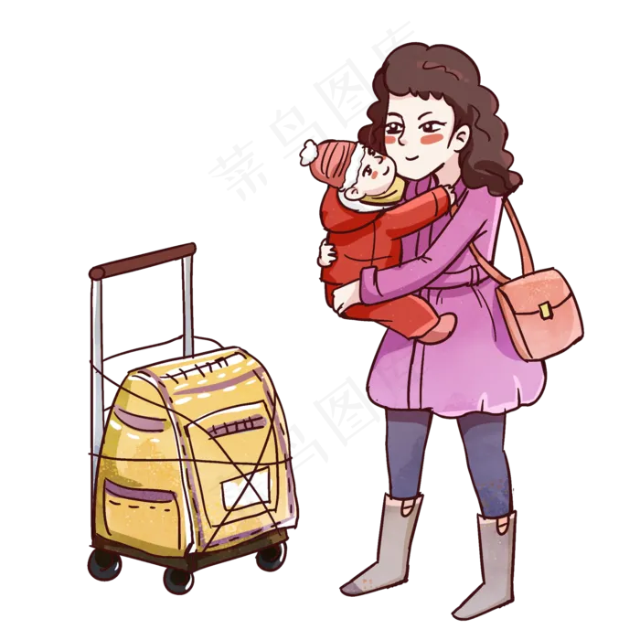 新年牛年母女回家过年(2000X2000(DPI:300))psd模版下载