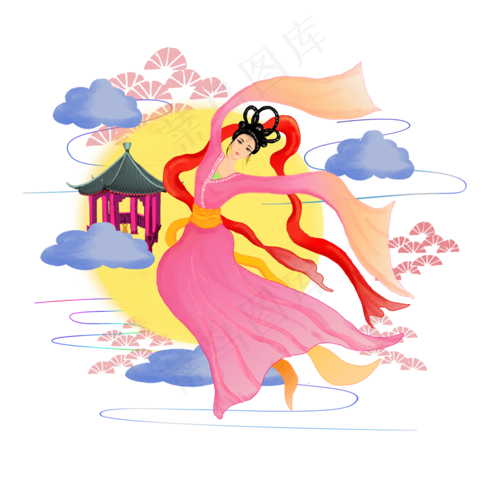 嫦娥中秋节古典嫦娥嫦娥元素(2000X2000(DPI:300))psd模版下载