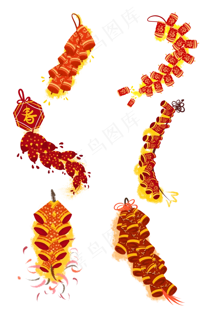 2019年新春传统中国风喜庆鞭炮,免抠元素(3545X5315(DPI:300))psd模版下载