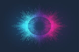 螺旋声波节奏线动态抽象背景。均衡器声音脉冲。音乐圆波设计。